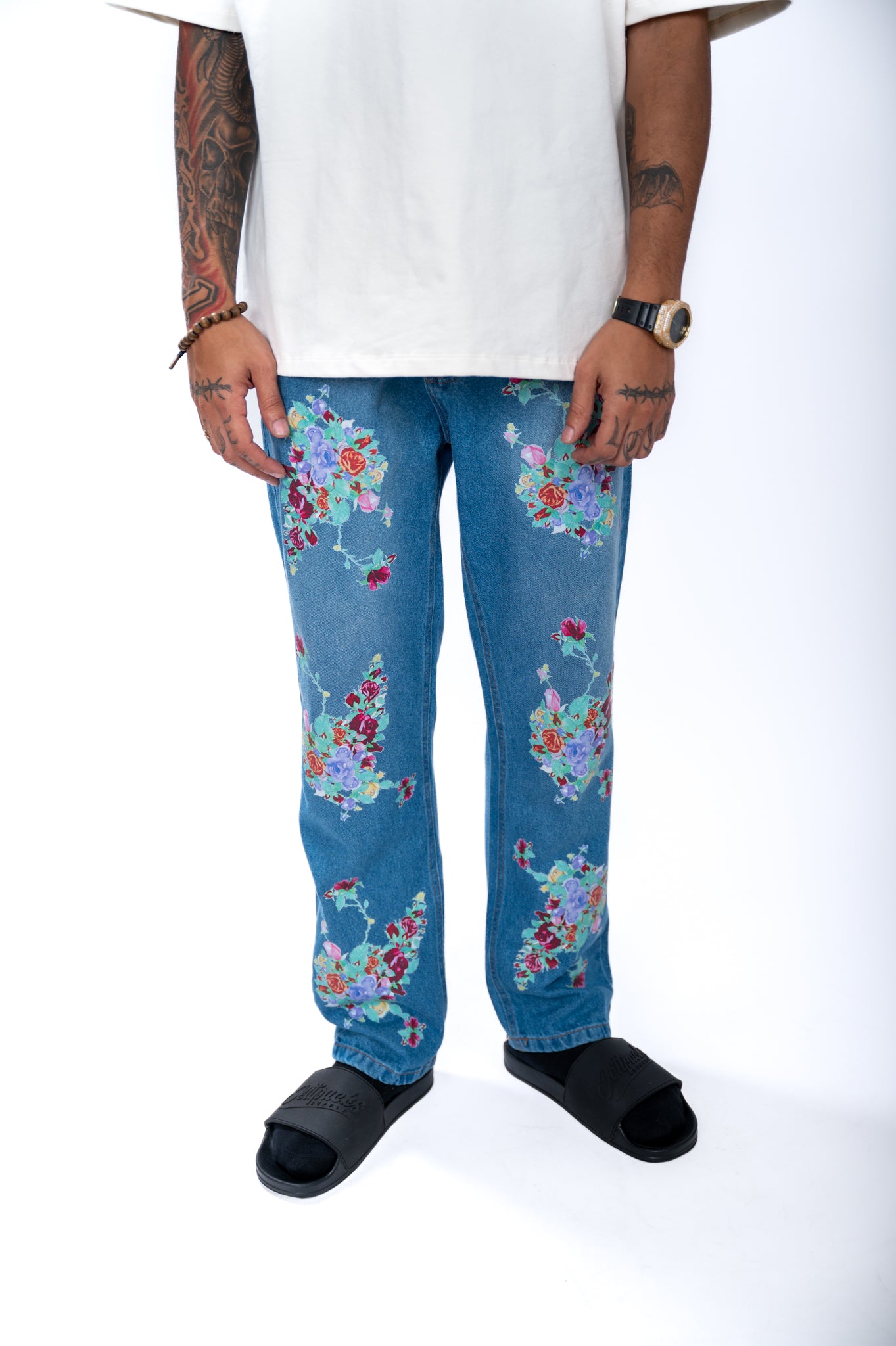Calça Flower Denim